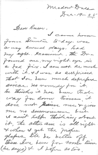 Letter from O. A. Stephenson to his son Roscoe, 19 Dec 1905