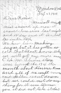 Letter from Susan Stephenson to her brother Roscoe, 27 Feb 1906