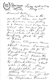 Letter from Roscoe Stephenson Sr. to Betty, 23 May 1919